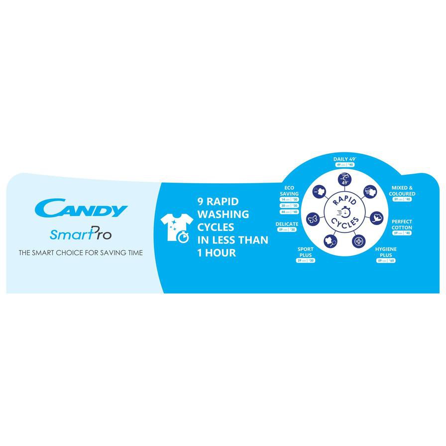 Candy 10 Kg SmartPro Freestanding Front Load Washing Machine, CSO 14105T3/1-19 (1400 rpm)