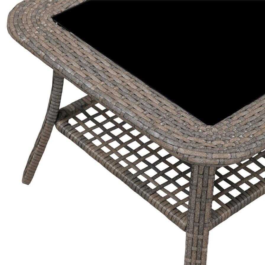 Elizabeth Steel Wicker Table W/Glass Top Generic (110 x 55 x 41 cm)