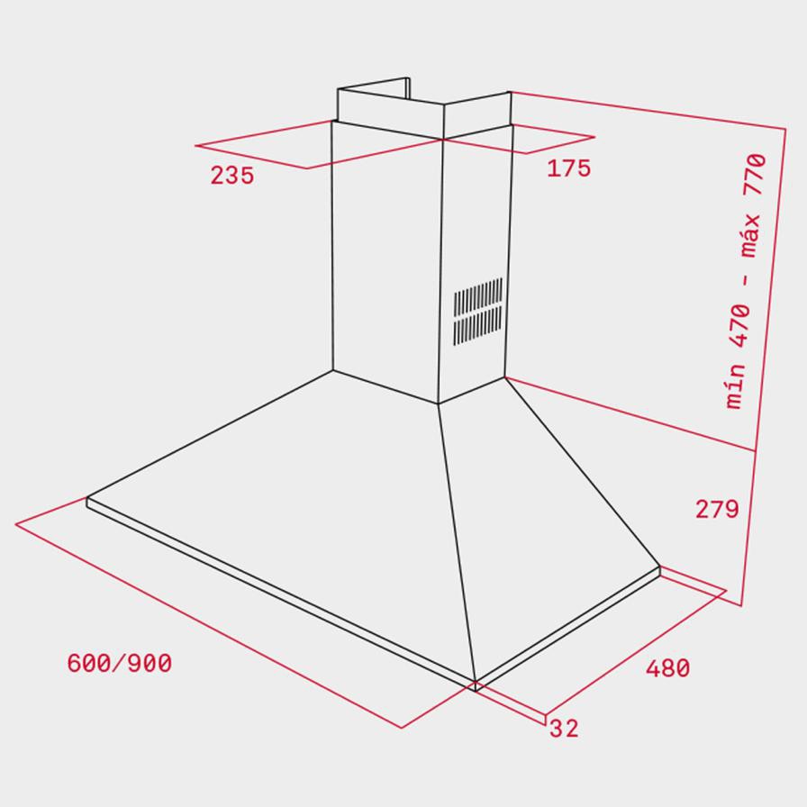 شفاط مدخنة تيكا يثبت على الحائط، DBB 60 (74.9-104.9 × 60 × 48 سم)