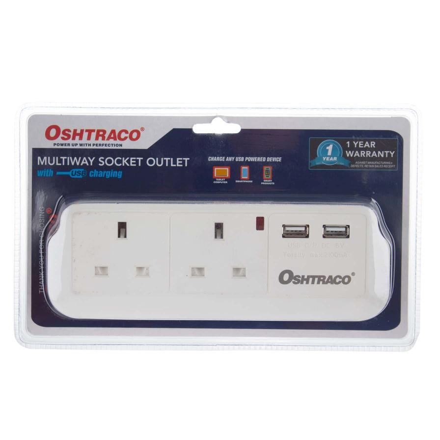 Oshtraco Universal Plug Input Multi-Socket W/ USB Port