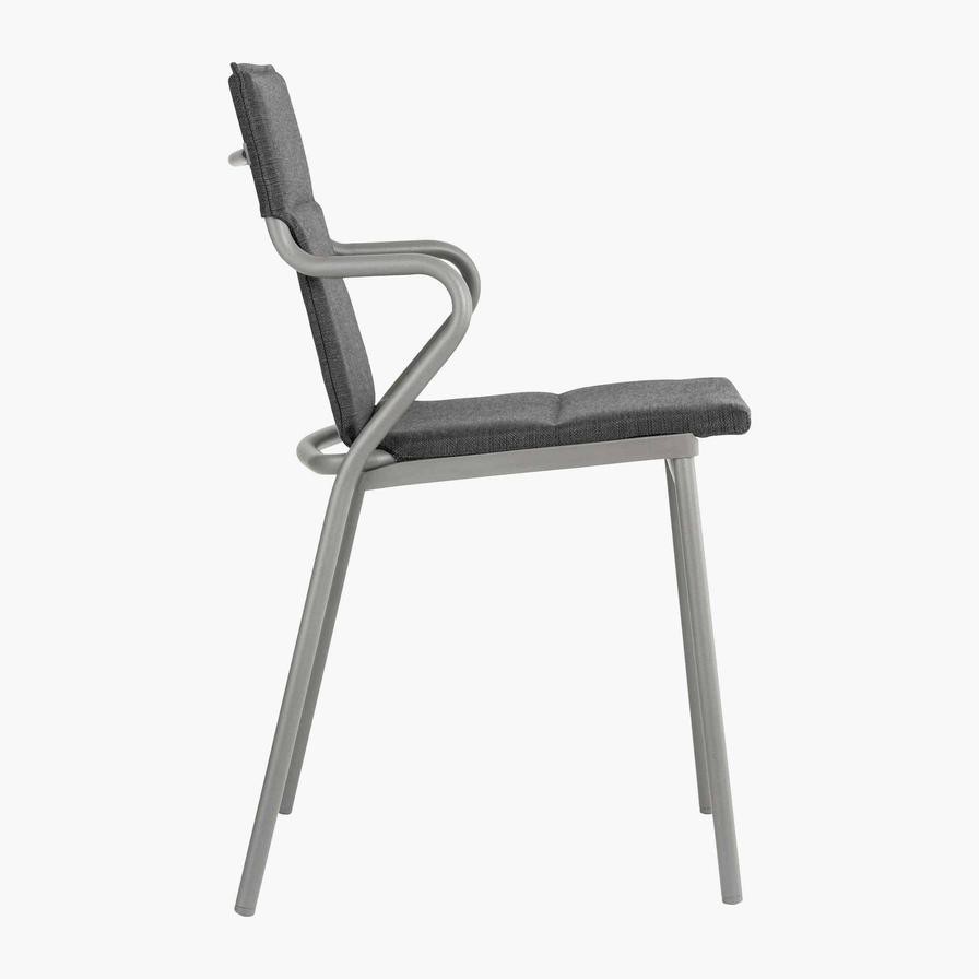 Ancone Steel Dining Padded Armchair Lafuma Mobilier (55 x 62 x 86 cm, Onyx)