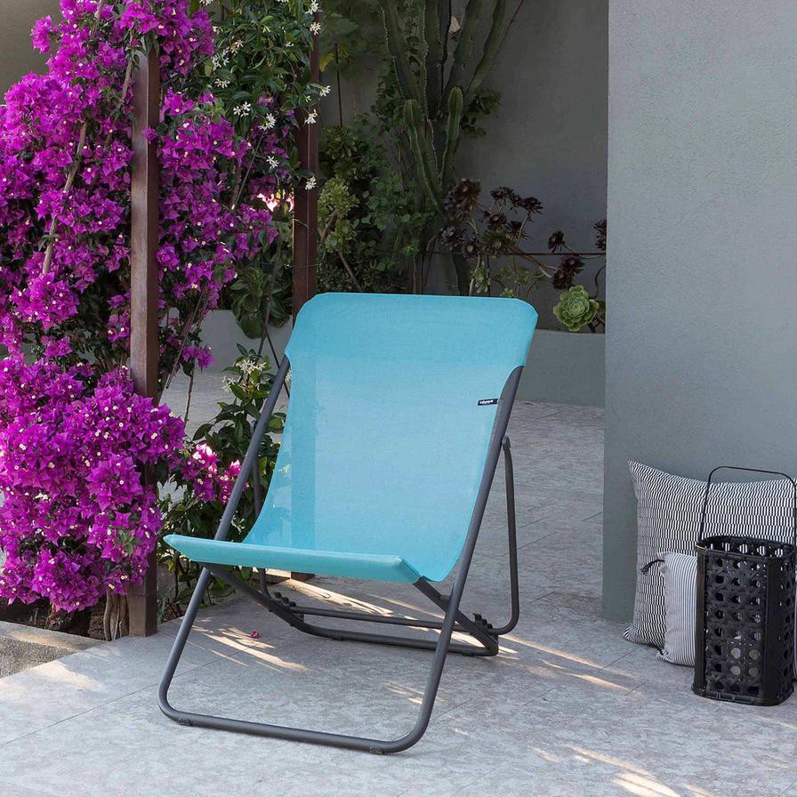 Maxi Transat Steel Deck Chair Lafuma Mobilier (94 x 62 x 83 cm, Titane & Lac)