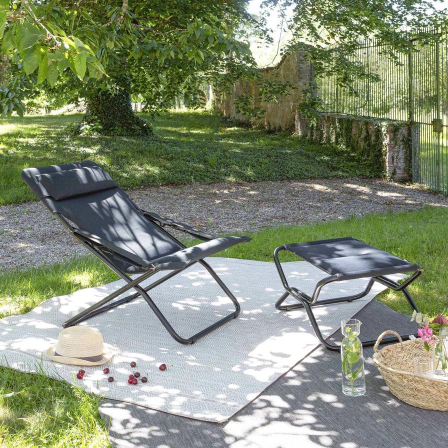 Next Steel Footrest Lafuma Mobilier (51 x 66 x 35 cm, Noir & Acier)