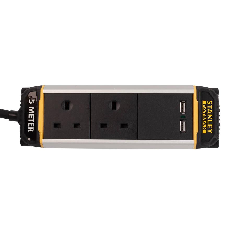 Stanley FatMax Anodised Aluminium Belt Clip Power Bar W/USB (19 x 6.5 x 33 cm)