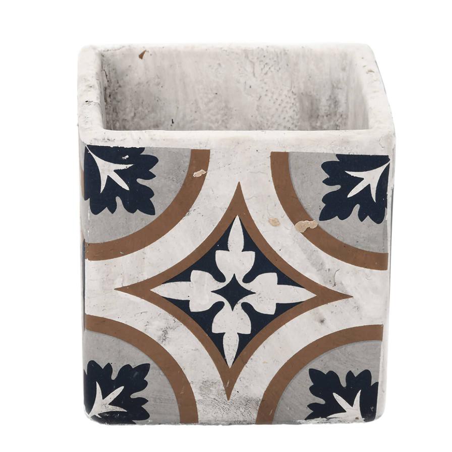 Esschert Design Concrete Portuguese Tiled Square Pot (Small)