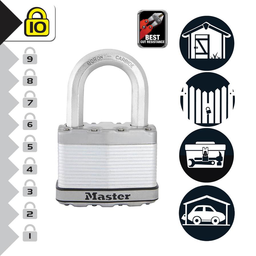 قفل ماستر لوك قوي التحمل من الفولاذ المصفح مع مفاتيح (4 × 10.2 × 1.5 سم)