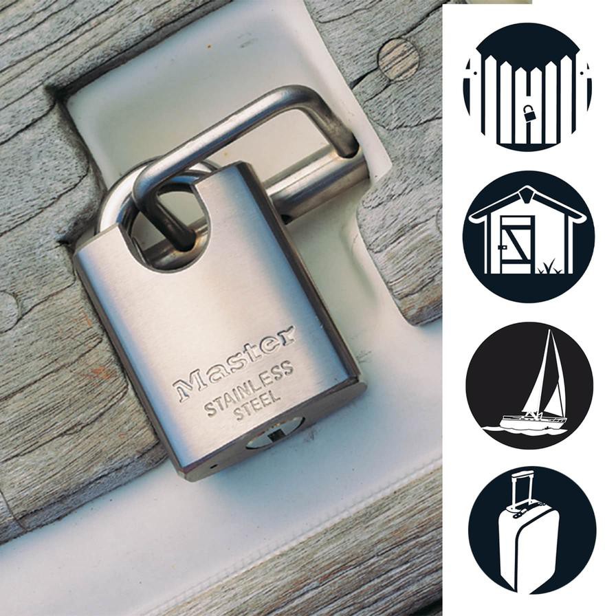 Master Lock Stainless Steel Marine Padlock W/Keys (9 x 5 x 2.3 cm)