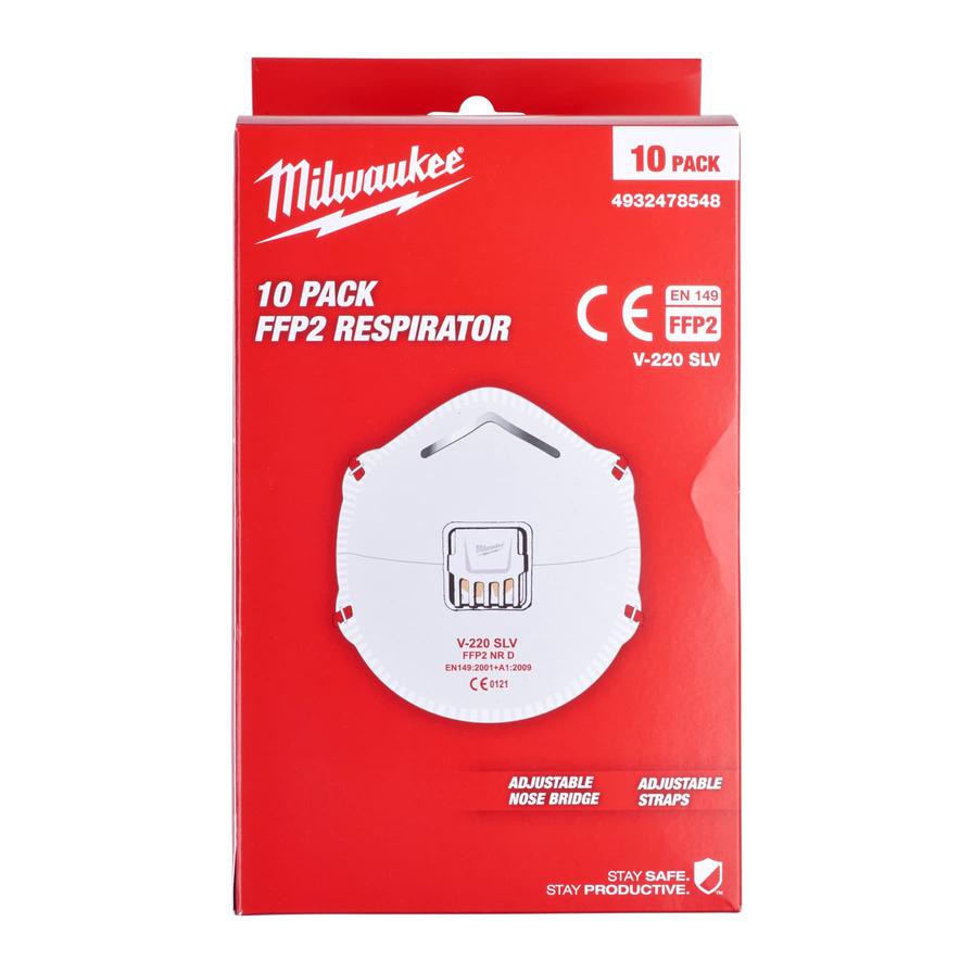 Milwaukee FFP2 Respirator W/Valve Pack (10 Pc.)