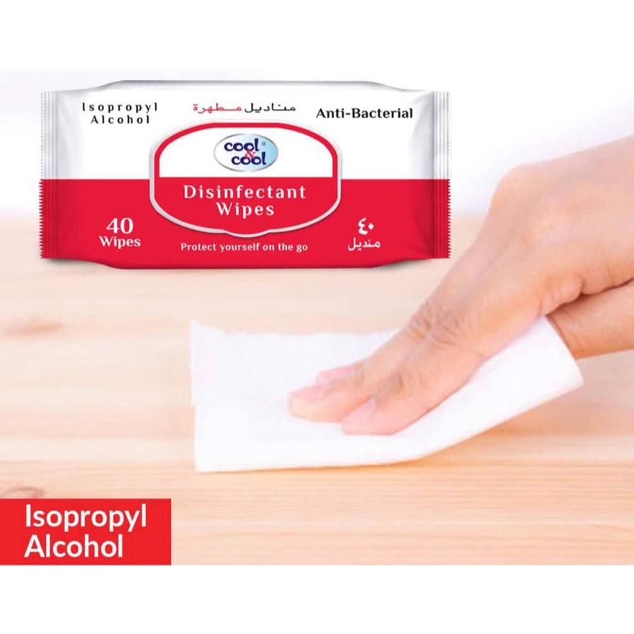 Cool & Cool Disinfectant Anti Bacterial Wipes (40 Wipes)