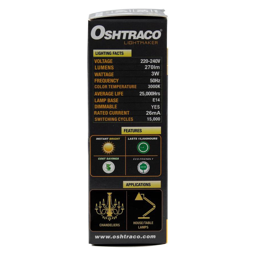 Oshtraco Dimmable LED Bulb (3 W, E14, Warm White)