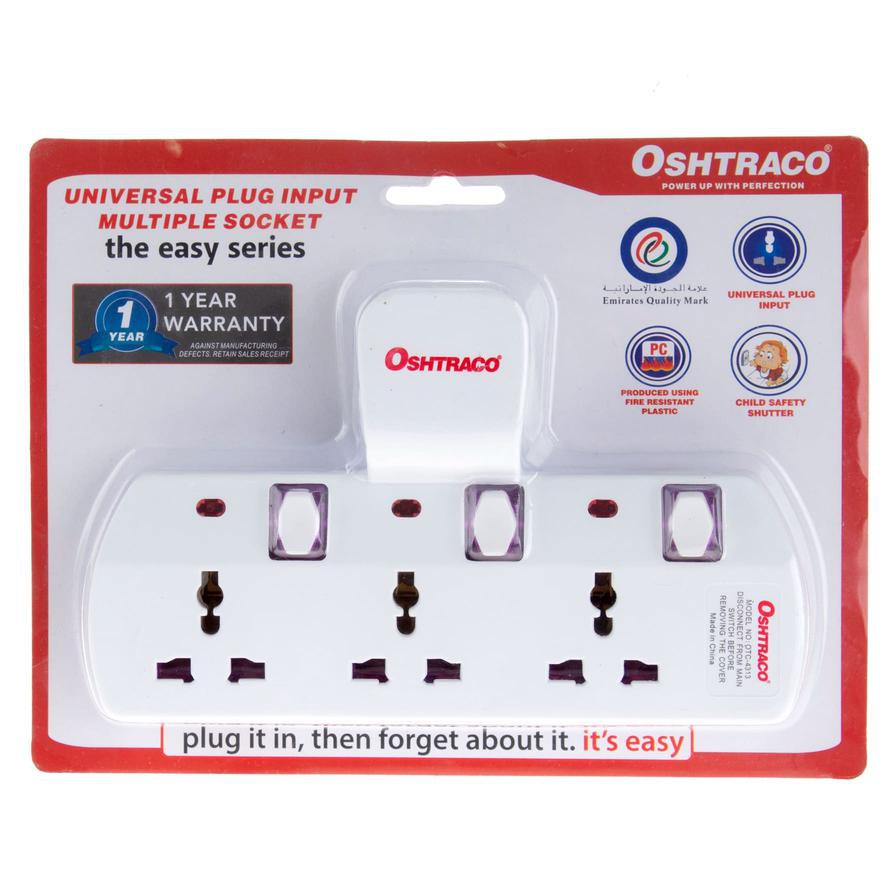 Oshtraco 3-Way T-Socket Universal Plug