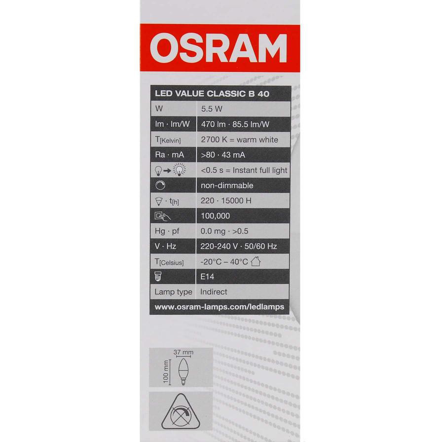 Osram E14 LED Bulb (5.5 W, Frosted White, 6 Pc. Bundle)