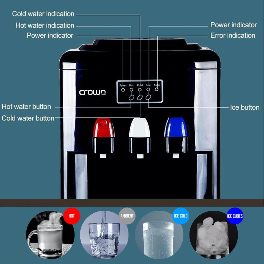 Crownline Top Load Freestanding Water Dispenser W/Ice Maker, WD-232 (4 L, 500 W)