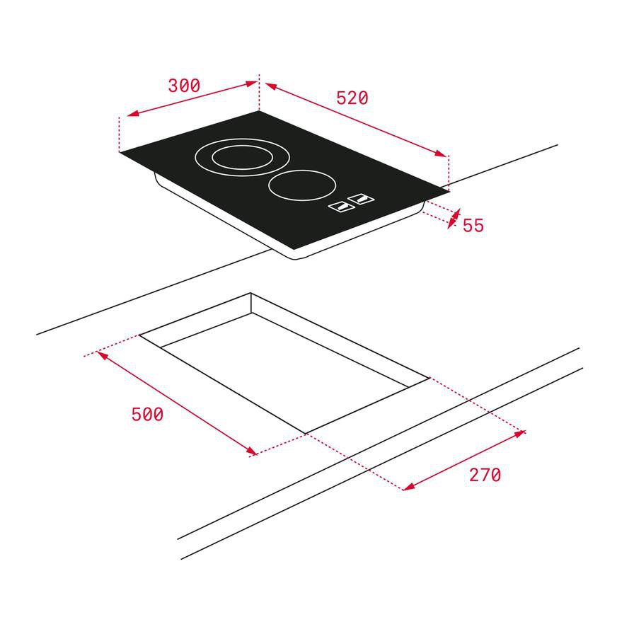 Teka Built-In 2 Zones Ceramic Hob, TZC 32320 BK TTC (5.5 x 30 x 51 cm)