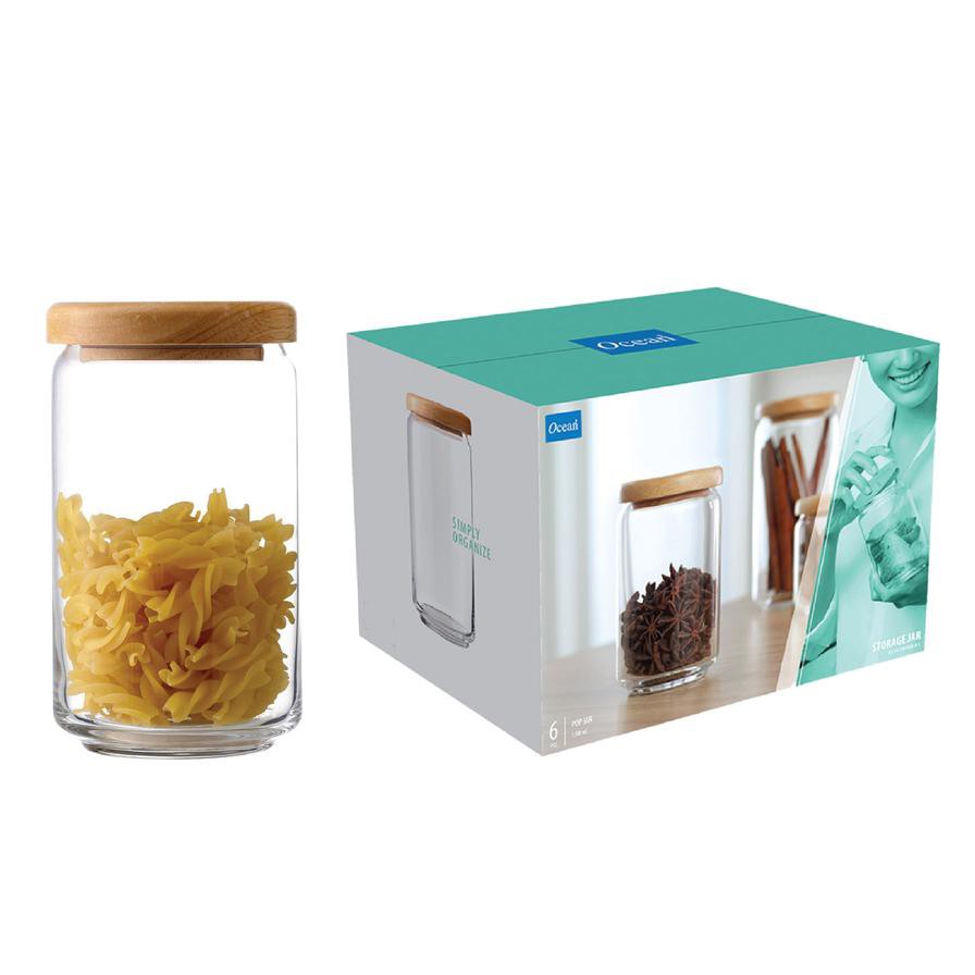 Ocean Wooden Pop Jar Set (1 L, 6 Pc.)