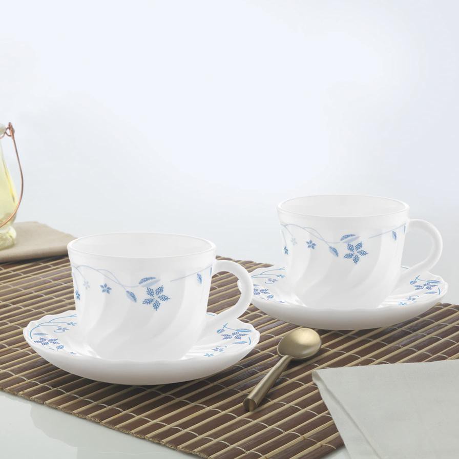 Larah Fluted Floral Cup & Saucer Set (12 Pc.)