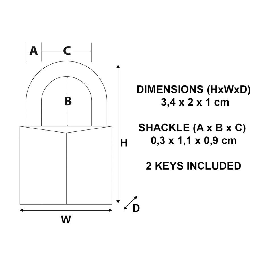 Master Lock Brass Padlock W/Keys (3.4 x 2 x 1 cm)