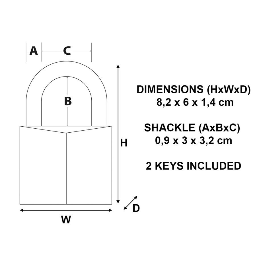 Master Lock Brass Key Padlock W/Keys (8.2 x 6 x 1.4 cm)