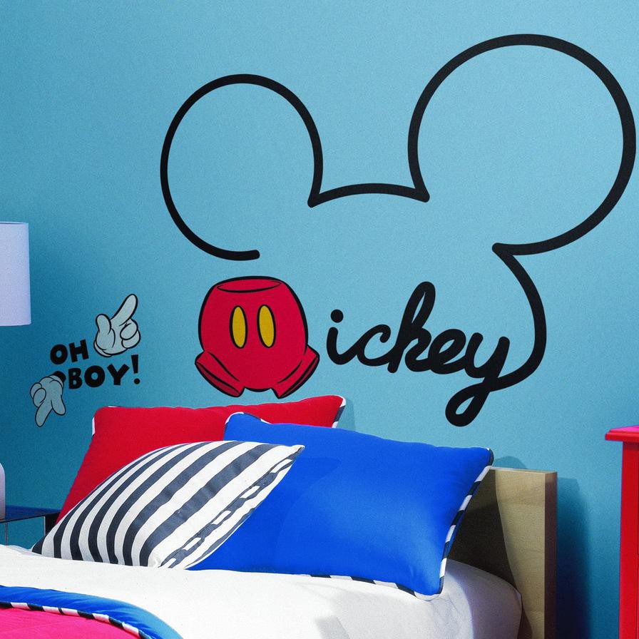 مجموعة ملصقات جدارية لاصقة ومتوهجة عملاقة تصميم ميكي ماوس All About Mickey روم ميتس (10 قطع)