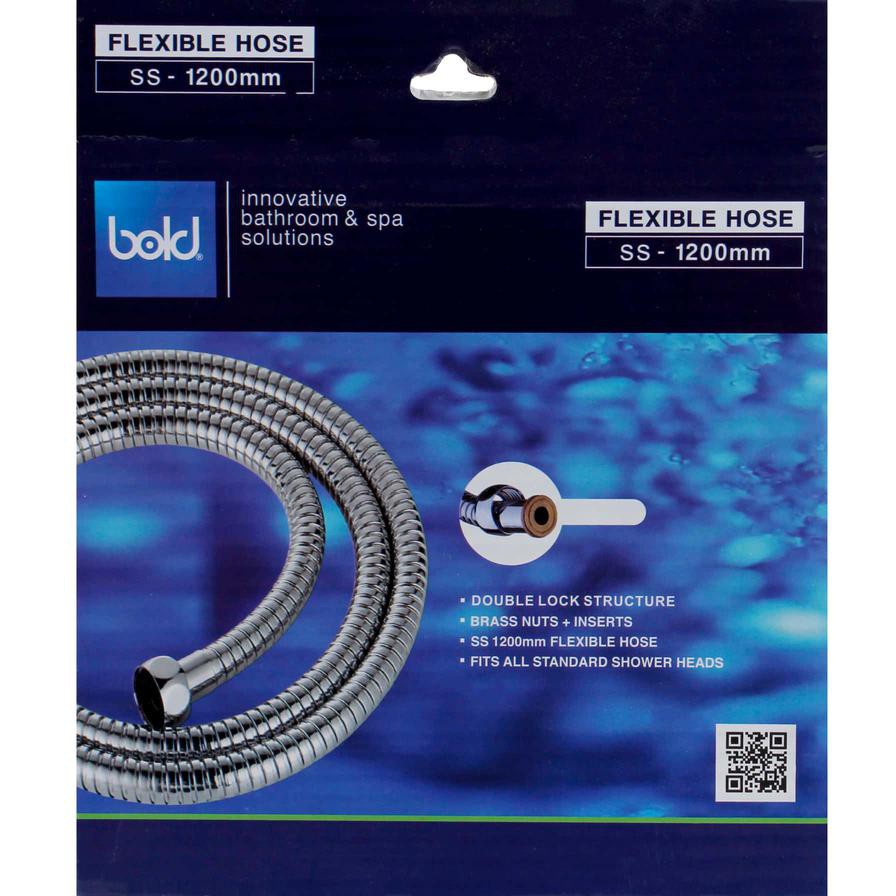 Bold Stainless Steel Flexible Shower Hose (120 cm, Silver)