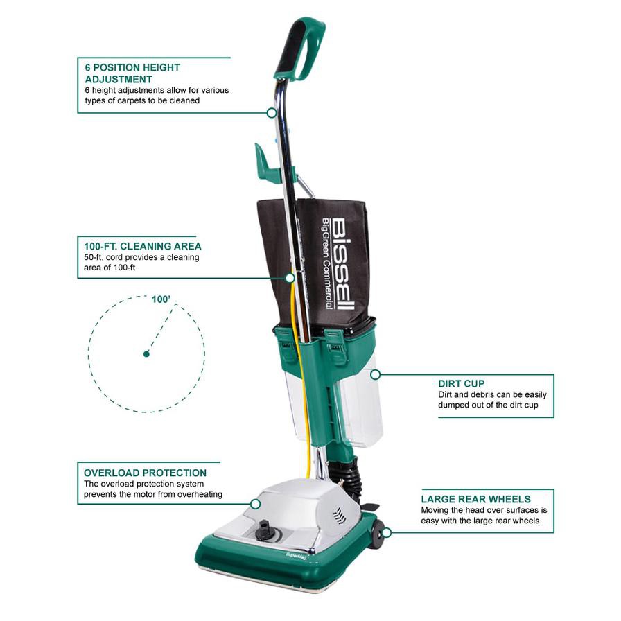 Bissell BigGreen Commercial ProCup Upright Vacuum Cleaner, BG101DC (4.7 L)