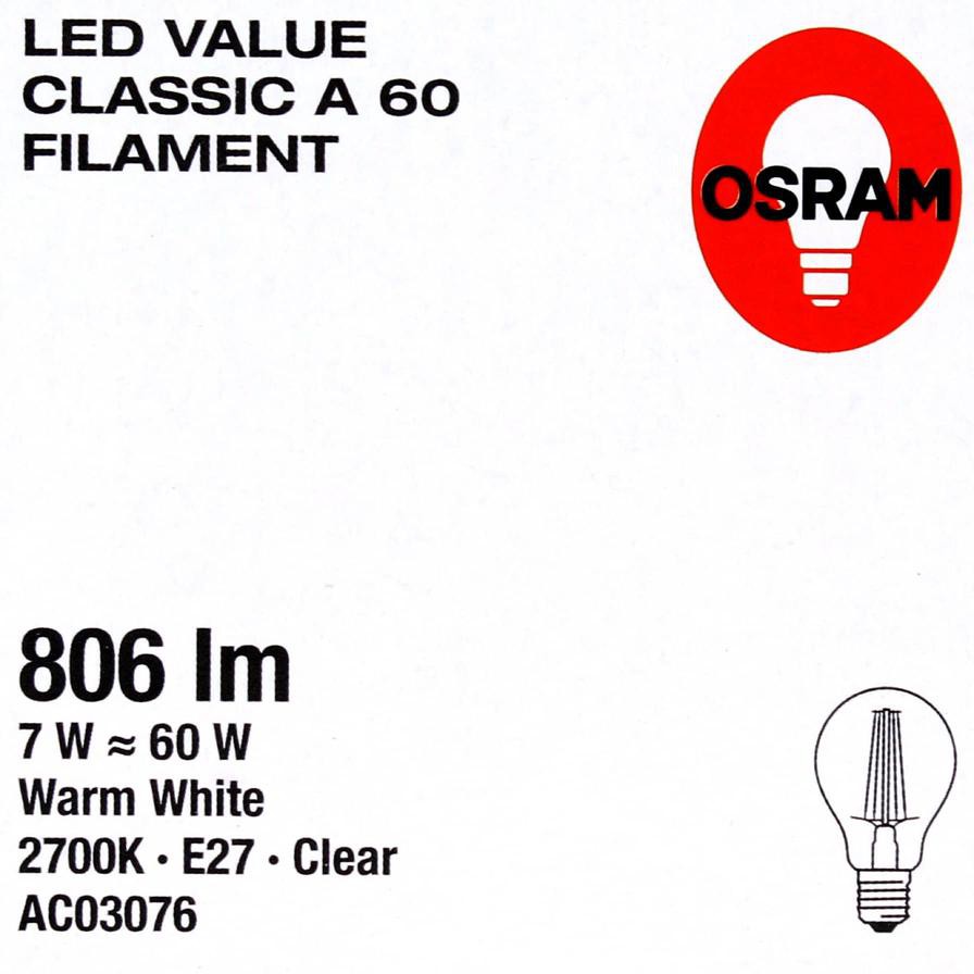 Osram Filament E27 LED Bulb Pack (7 W, Warm White, 2 Pc.)