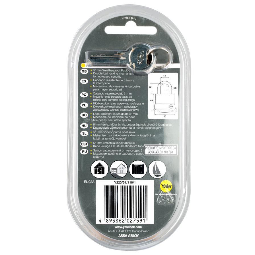 Yale Weatherproof Padlock (5.3 cm)