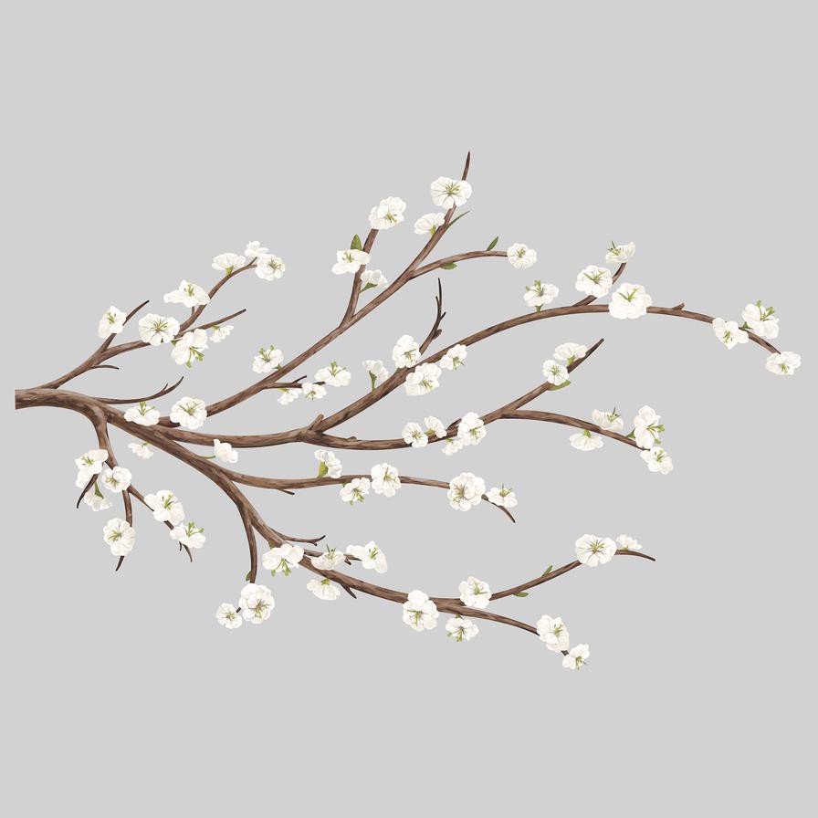 RoomMates Glow, Peel & Stick White Blossom Branch Giant Wall Decal Set (31 pcs)