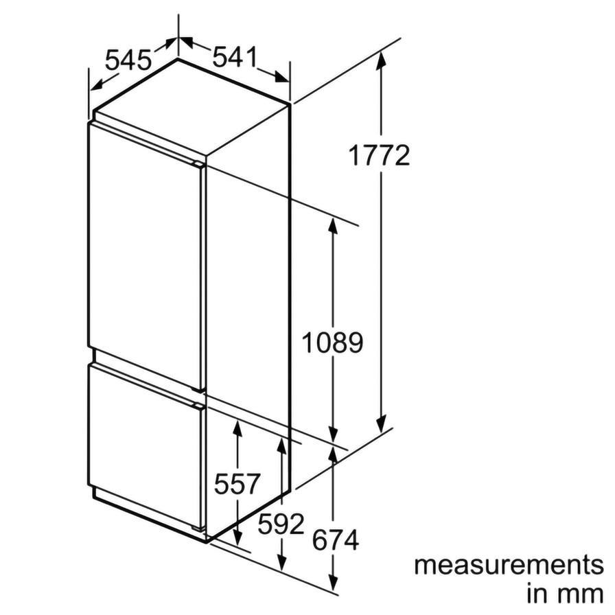 ثلاجة سيمنز iQ100 مدمجة، KI38VX22GB (292 لتر)