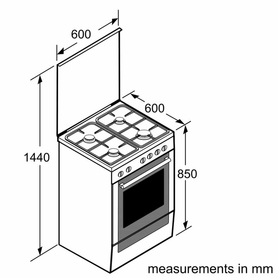 Bosch HXQ38AE50M 4-Burner Freestanding Gas Cooker (60 x 60 x 85 cm, Stainless Steel)