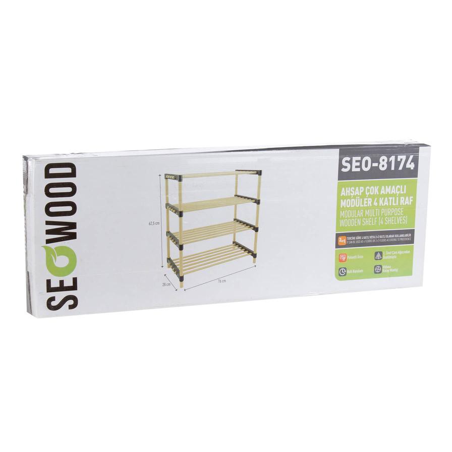 Seowood Bamboo Multi Purpose 4-Tier Modular Shelf (28 x 76 x 62.5 cm)