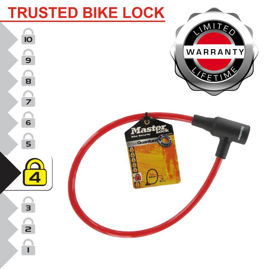 Master Lock Steel Bike Cable Lock W/Keys (65 x 0.8 cm, Assorted Color)