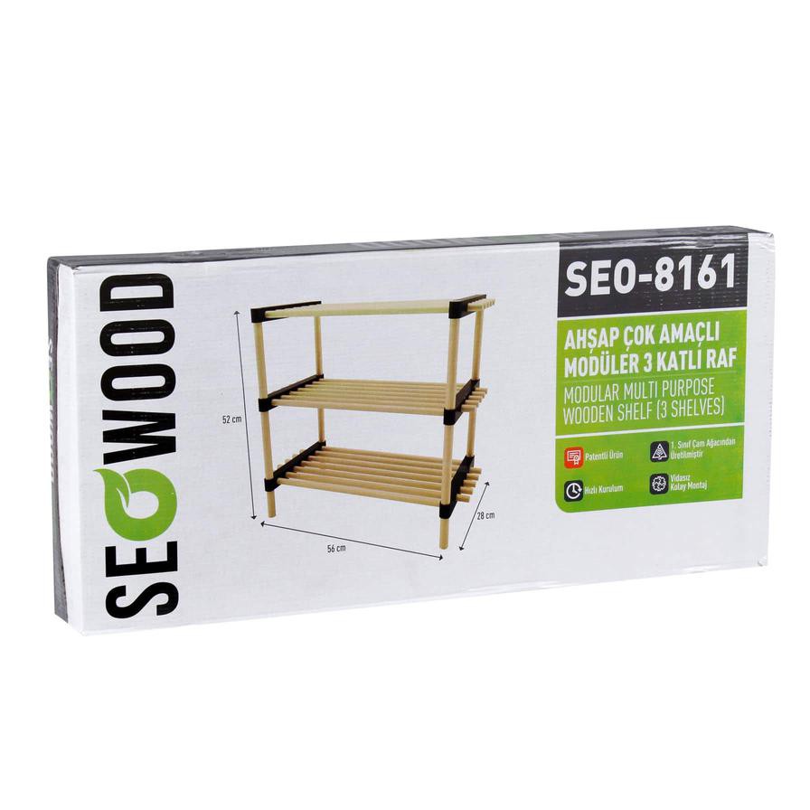 Seowood Bamboo Multi Purpose 3-Tier Modular Shelf (28 x 56 x 52 cm)