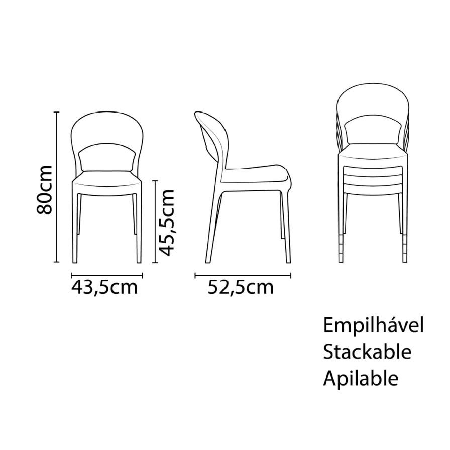 Tramontina Sissi Summa Polypropylene & Fiberglass Closed Backrest Armchair (43.5 x 80 x 52.5 cm)