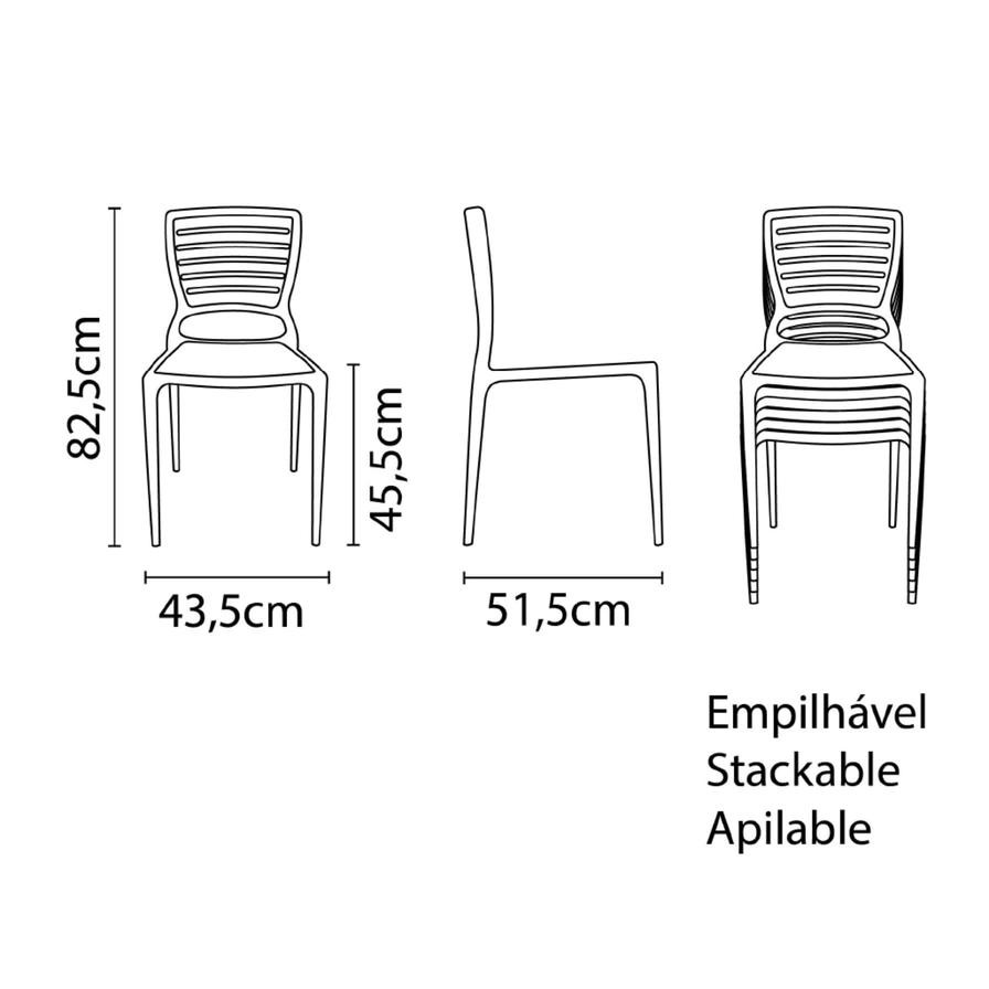 Tramontina Sofia Summa Polypropylene & Fiberglass Horizontal Backrest Armchair (43.5 x 82.5 x 51.5 cm)