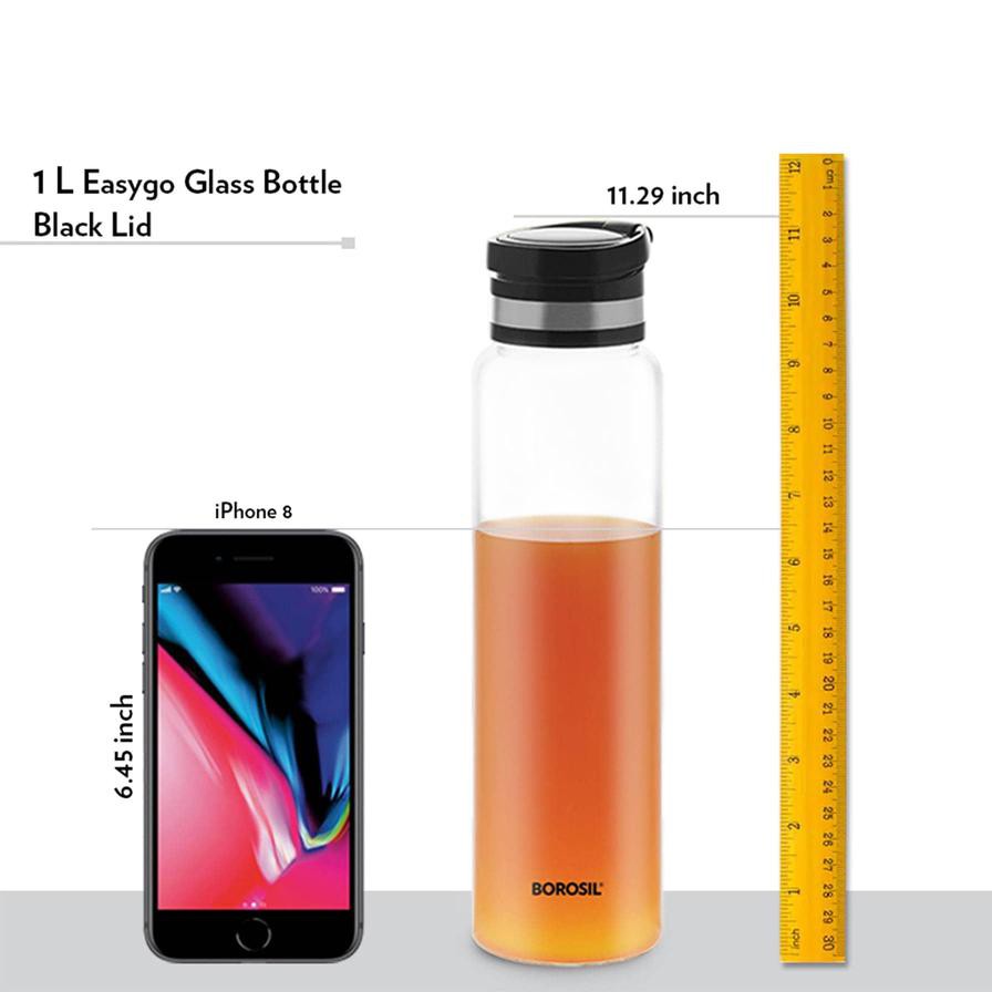 Borosil Easygo Borosilicate Glass W/Stainless Steel Lid (1 L)