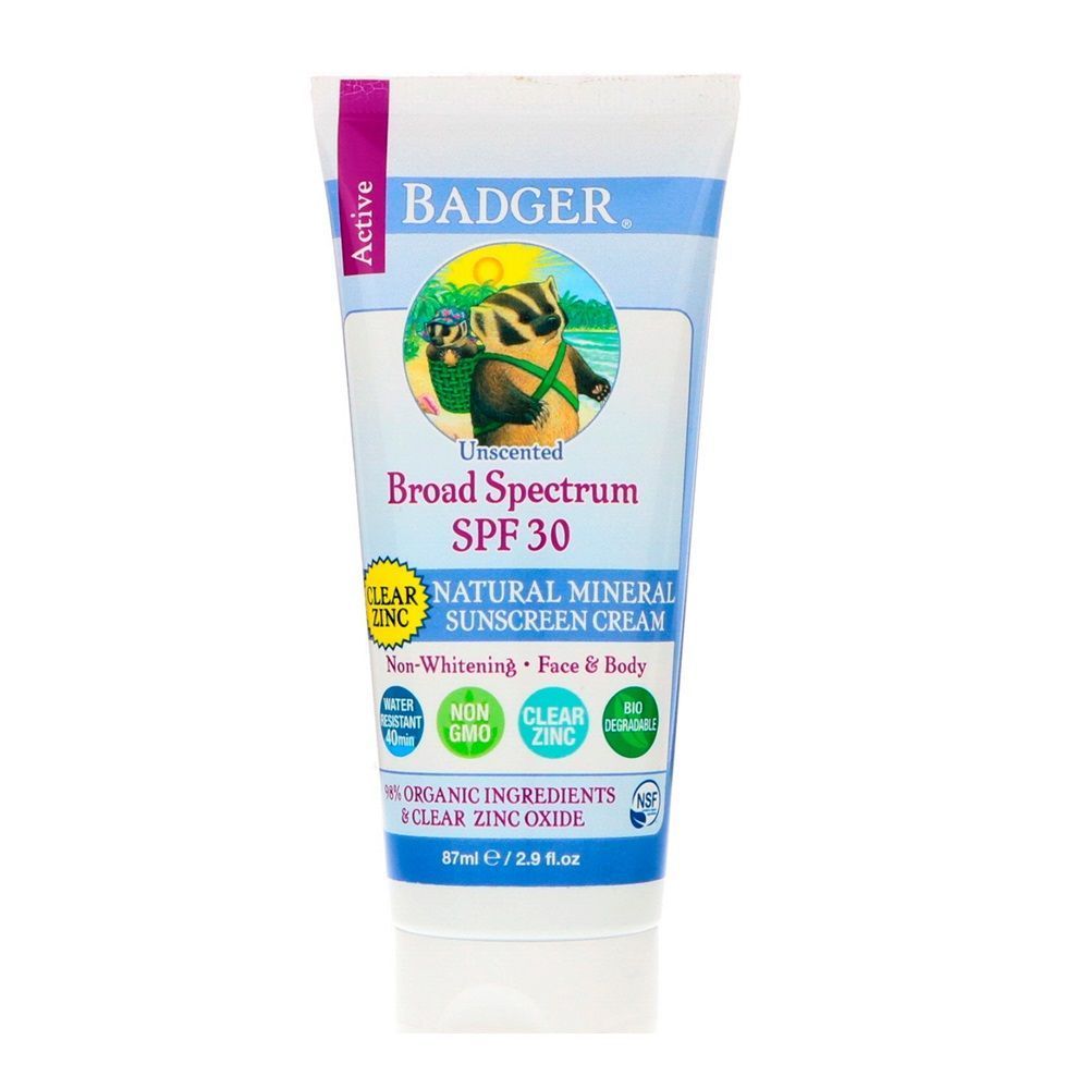 كريم واقي من الشمس Badger Clear Zinc SPF30 ، 87 مل ، 2.9 أونصة سائلة ، تاريخ انتهاء الصلاحية: يوليو -2022