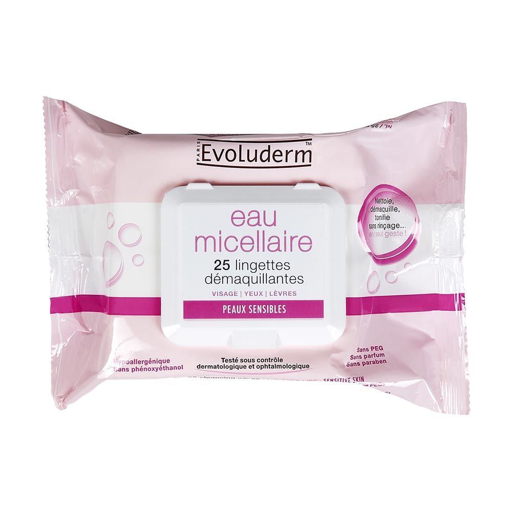 Evoluderm Micellar Water Cleansing Wipes 25&#039;s 16279