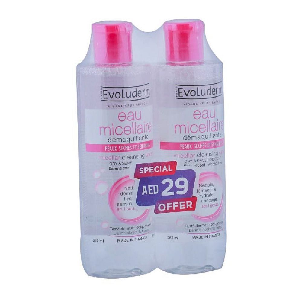 Evoluderm Micellar Water Dry & Sensitive Skin 250 ml 1 + 1 PROMO PACK