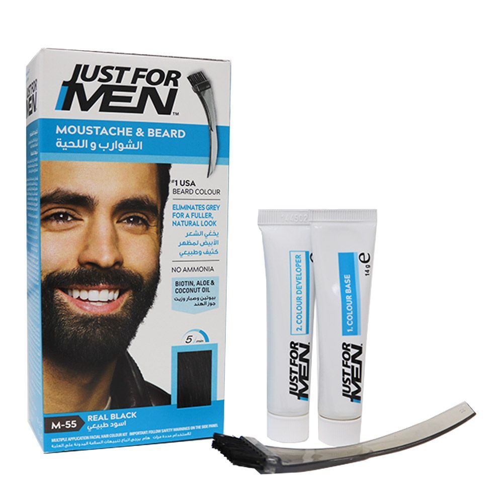 Just For Men Mustache &amp; Beard Color Gel Real Black M-55