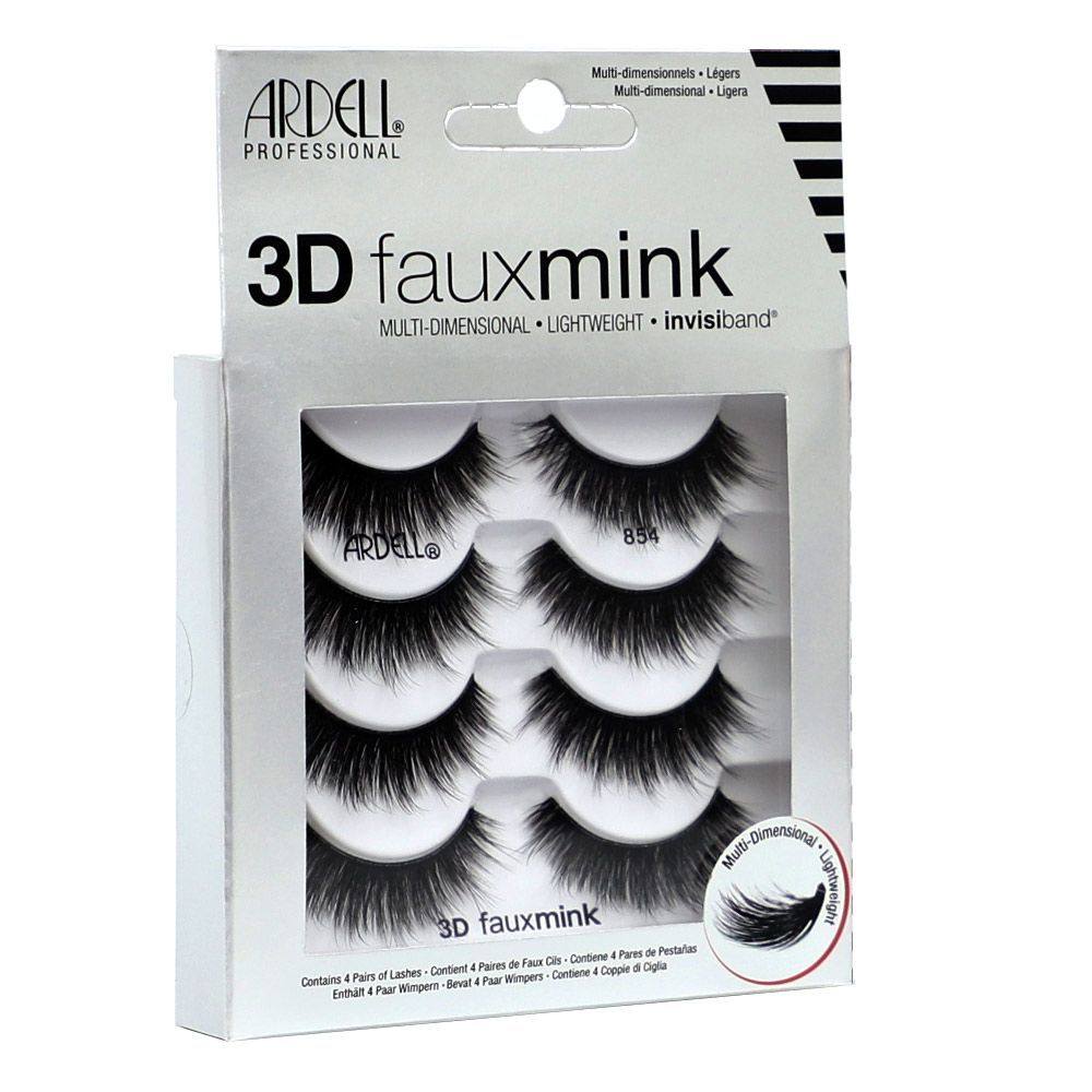 Ardell 3D Fauxmink 854 False Eyelash Pair 4&#039;s Black 71880