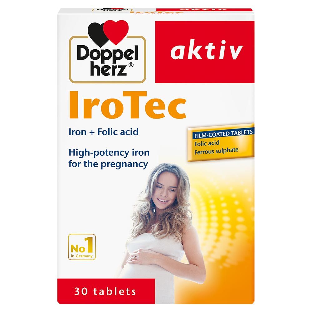 Doppelherz aktiv IroTec Iron + Folic Acid Tablets 30&#039;s