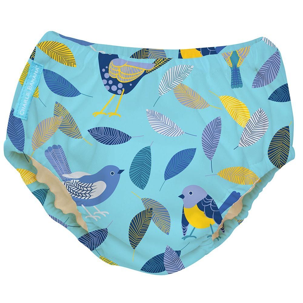 Charlie Banana 2-in-1 Reusable Swim Diaper Training Pants Twitter Birds Medium 1&#039;s 8870311