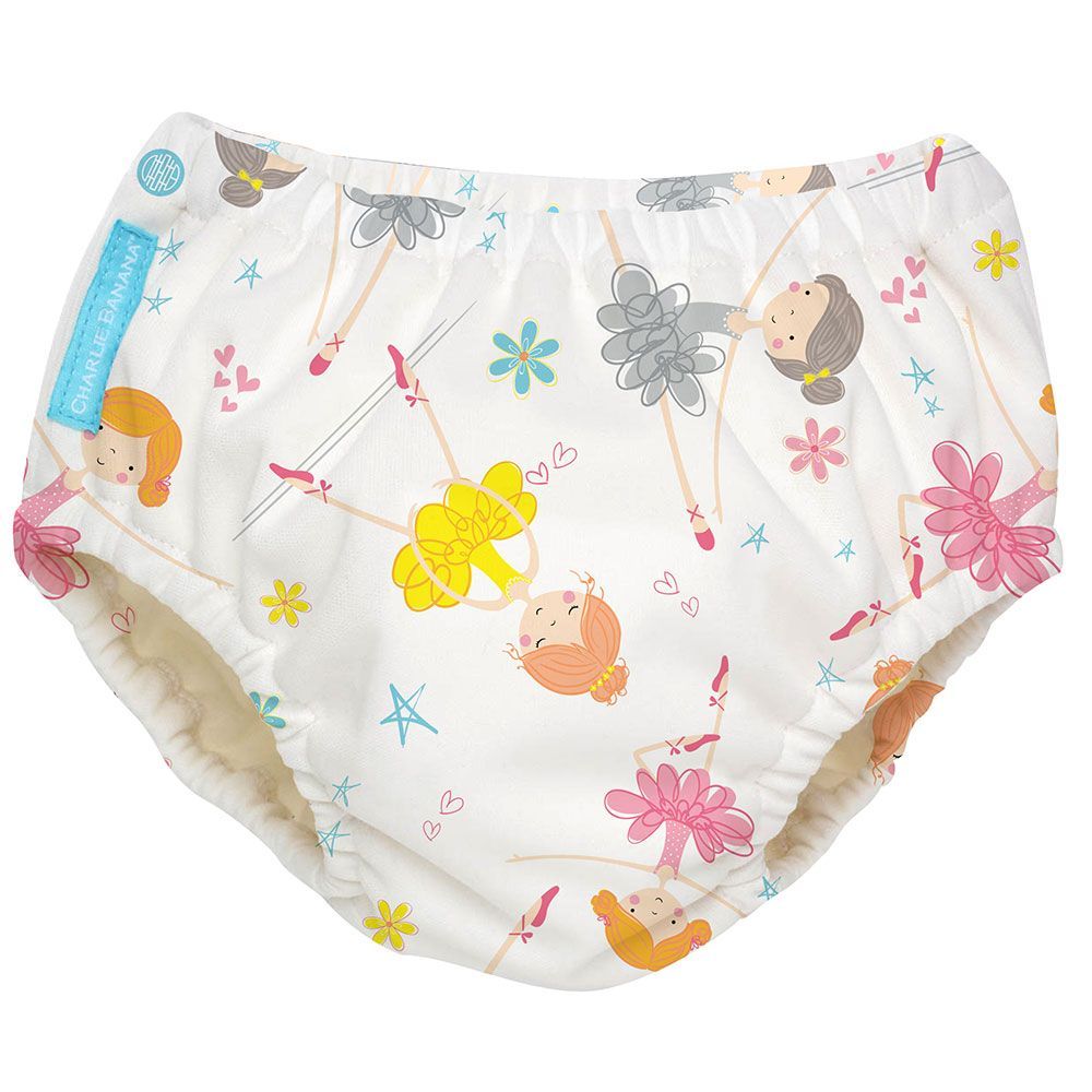 Charlie Banana 2-in-1 Reusable Swim Diaper Training Pants Diva Ballerina Large 1&#039;s 888965