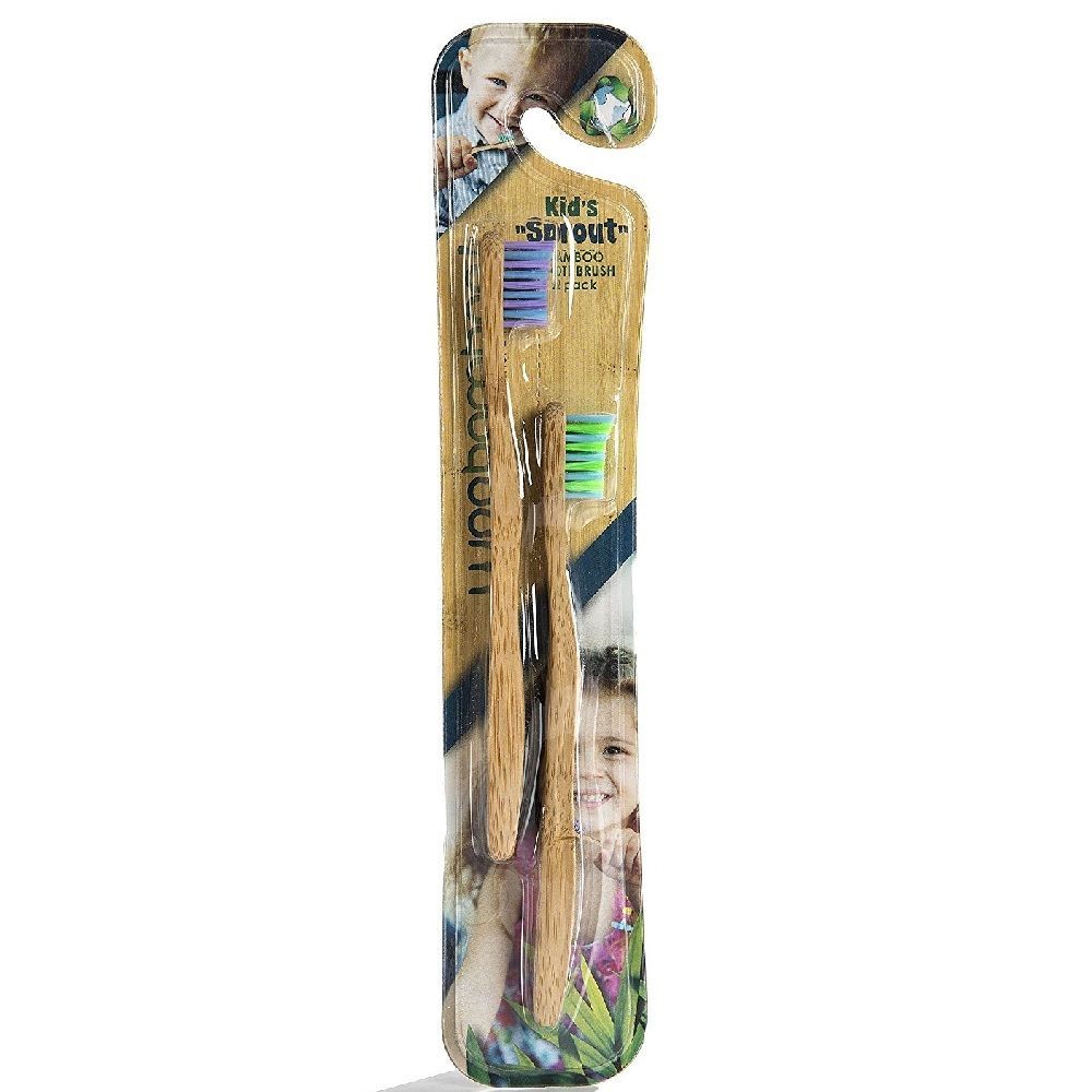 WooBamboo Child&#039;s Sprout Two Pack Soft Tooth Brush 7C2P