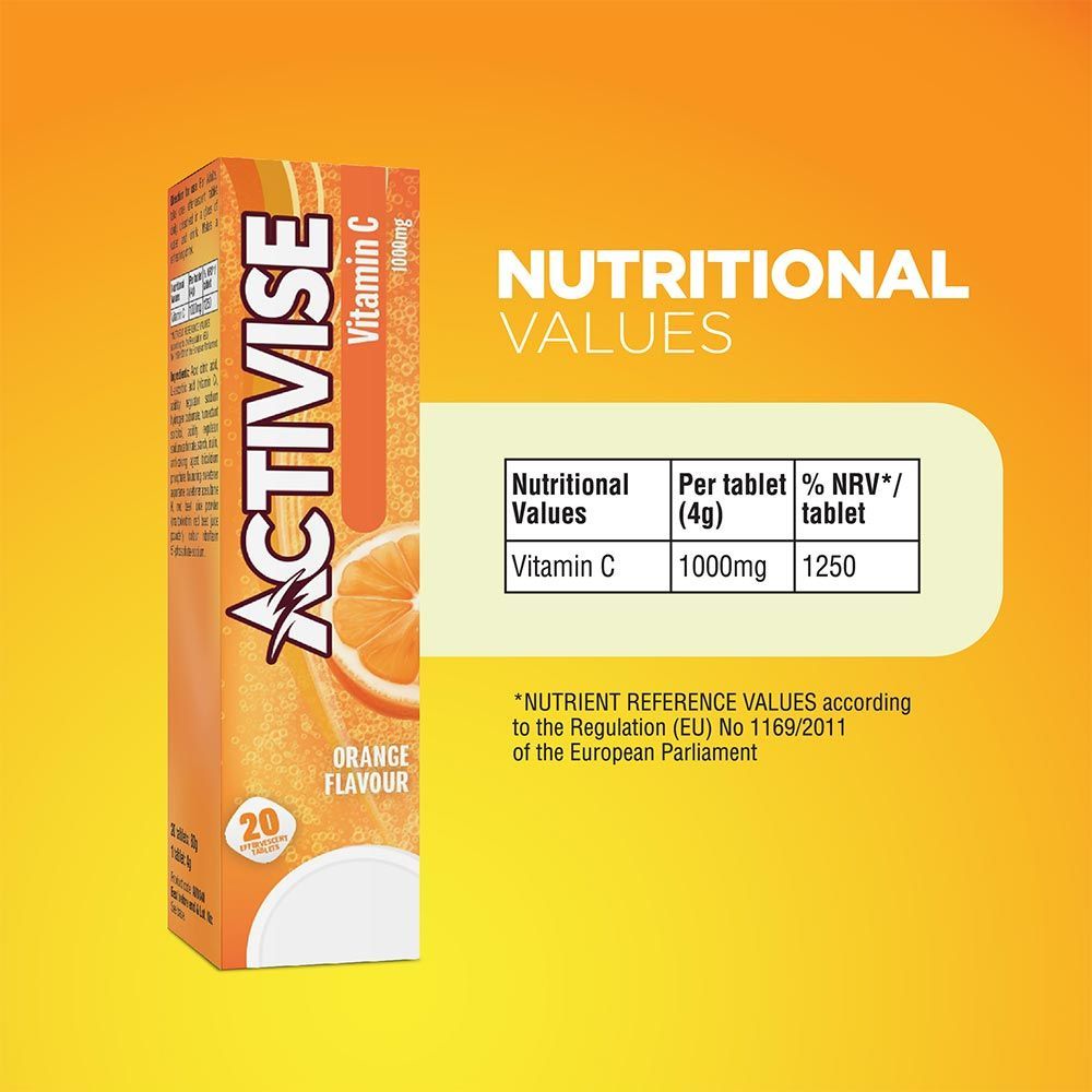 Activise Vitamin C 1000 mg Orange Flavor Effervescent Tablet 20&#039;s