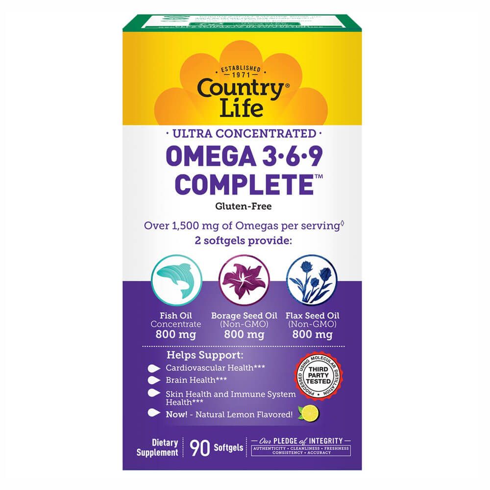 Country Life أوميغا 3-6-9 90 كبسولة هلامية كاملة