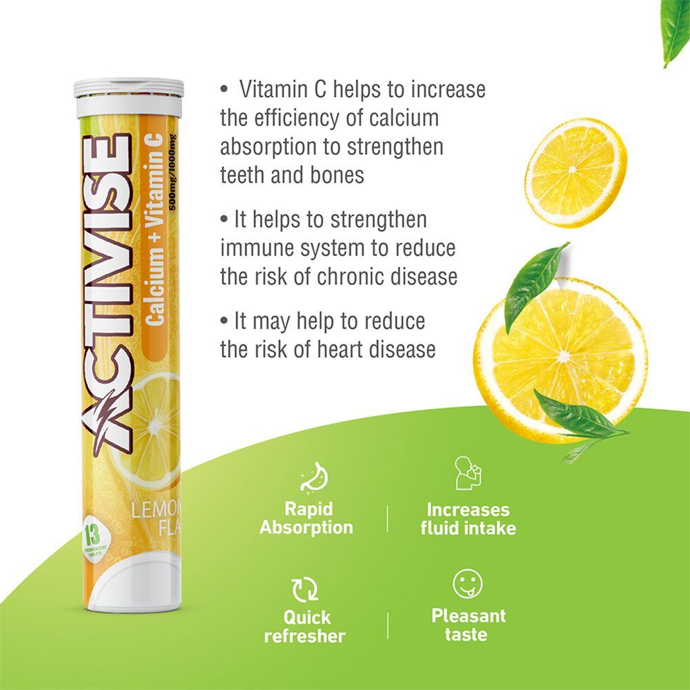 Activise Calcium + Vitamin C Lemon Flavor Effervescent Tablet 13&#039;s