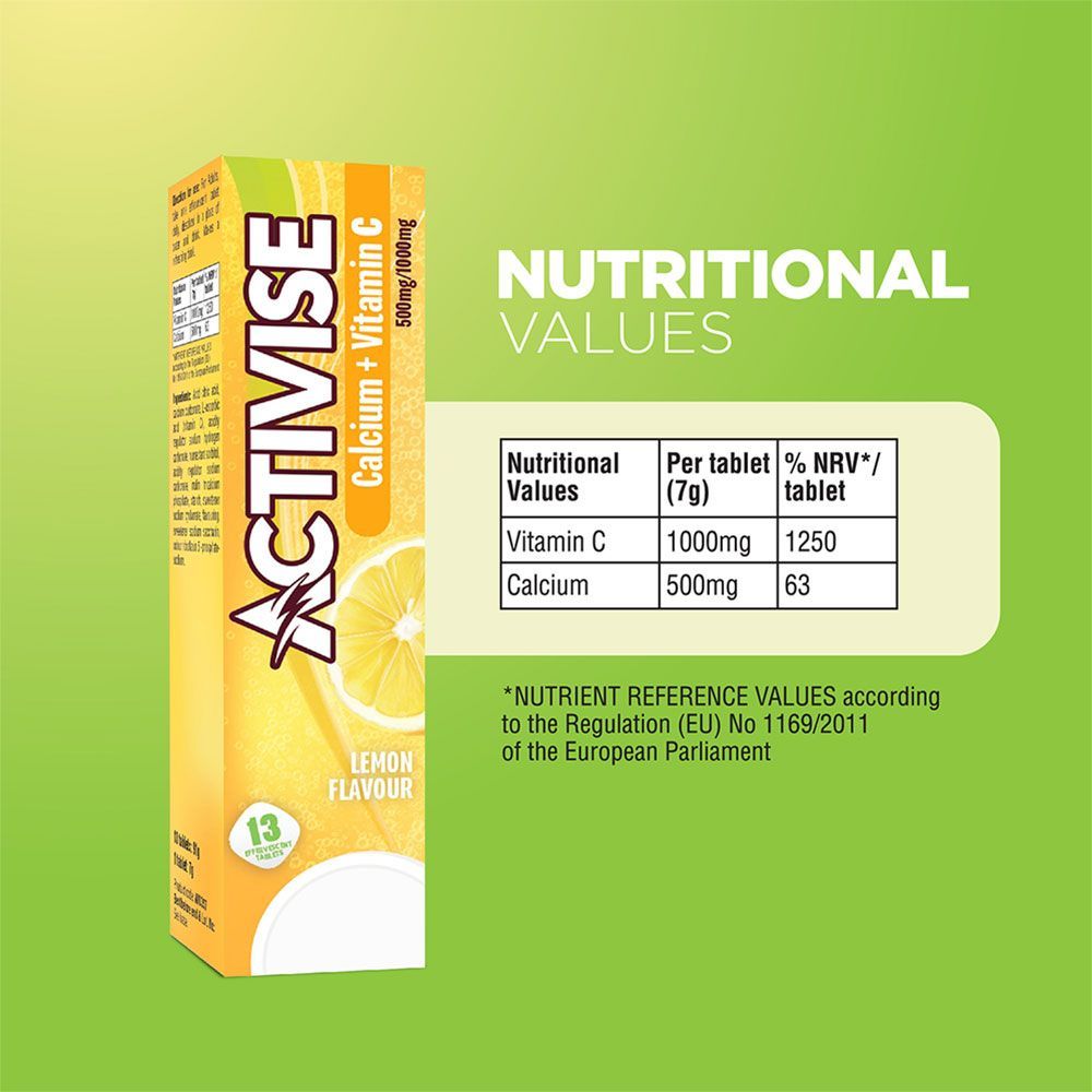 Activise Calcium + Vitamin C Lemon Flavor Effervescent Tablet 13&#039;s