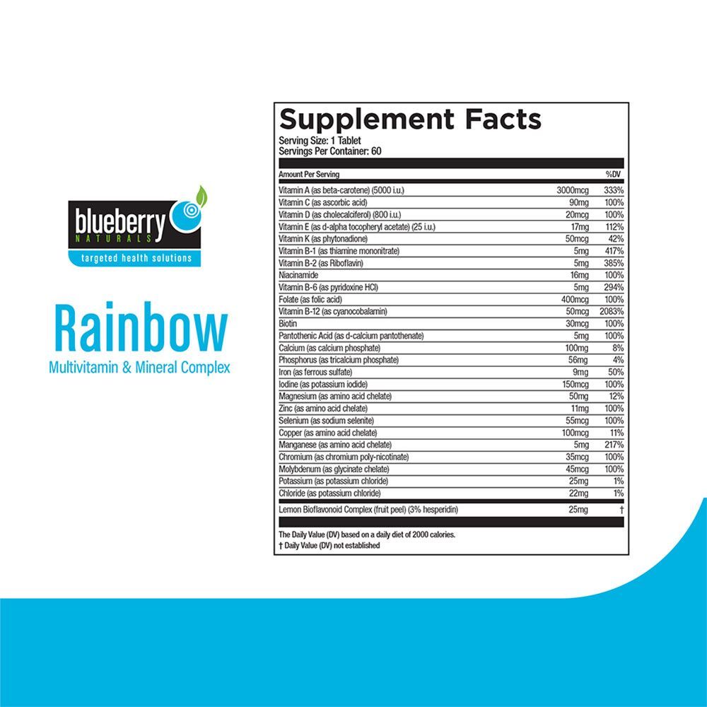 Blueberry Naturals Rainbow Multivitamin Tablets 60&#039;s B3976